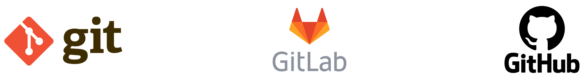 Logos de Git, GitLab y GitHub